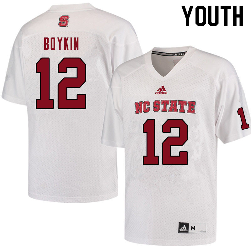 Youth #12 Devan Boykin NC State Wolfpack College Football Jerseys Sale-White